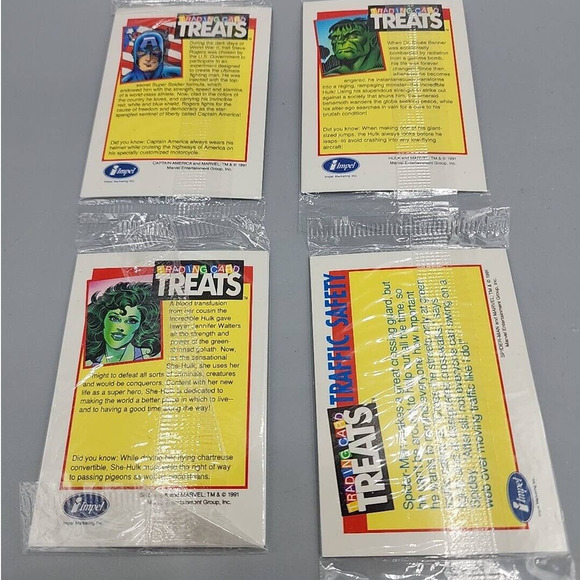 Marvel Trading Cards 1991Treats Safe Kids Campaign Impel 4 Unopened Packs - Picture 3 of 8